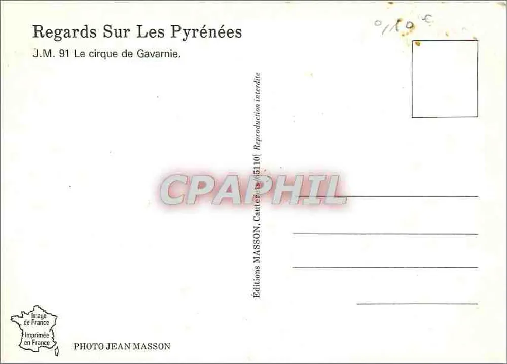 O circo de Gavarnie — Pirineus — Éditions MASSON, n° (65110) - Verso