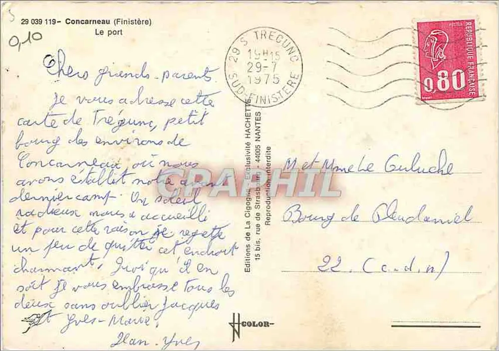 O porto de Trégunc — Concarneau (Finistère) — A Cegonha - Verso