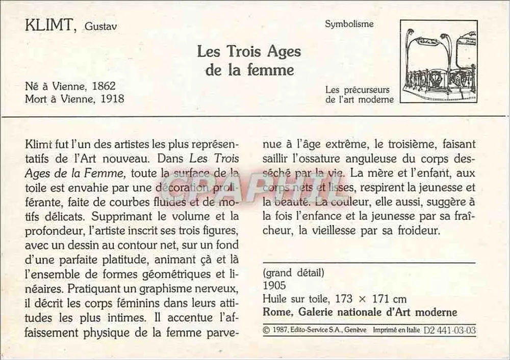 Die drei Lebensalter der Frau — Gustav Klimt — Édito-Service S.A., Genf, n° D2 441-03-03 - Rückseite
