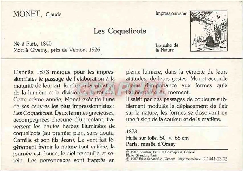 Os Girassóis — 1873 — Spadim, Paris, e Cosmopress - Verso
