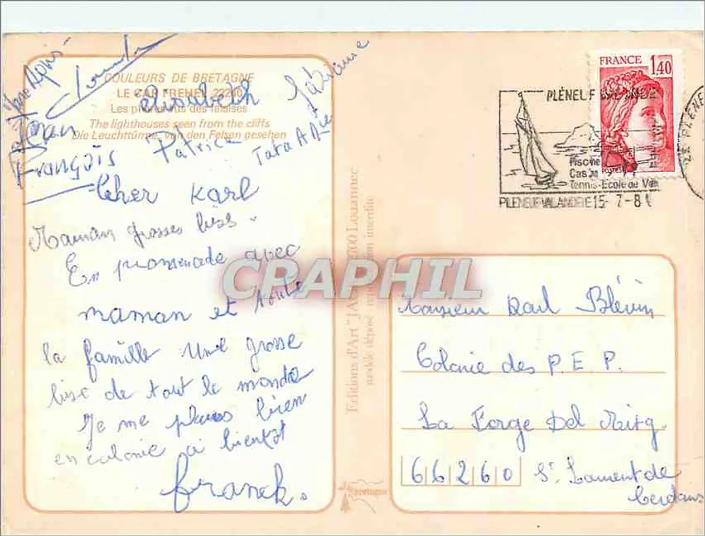 Farol de Plénél - Bretagne — Edições de Arte "Jack" n°2270 - Verso