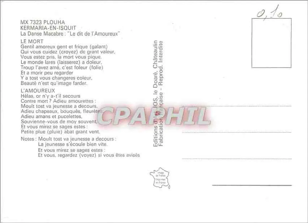 Kermaria-en-Isoût — Totentanz — Éditions d'Art IOS, Châteaulin - Rückseite