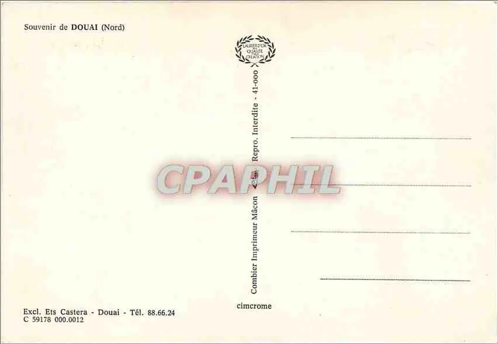 Douai — Erinnerung an Douai 59 Nord — Verlag: Combier Drucker Mâcon - Rückseite