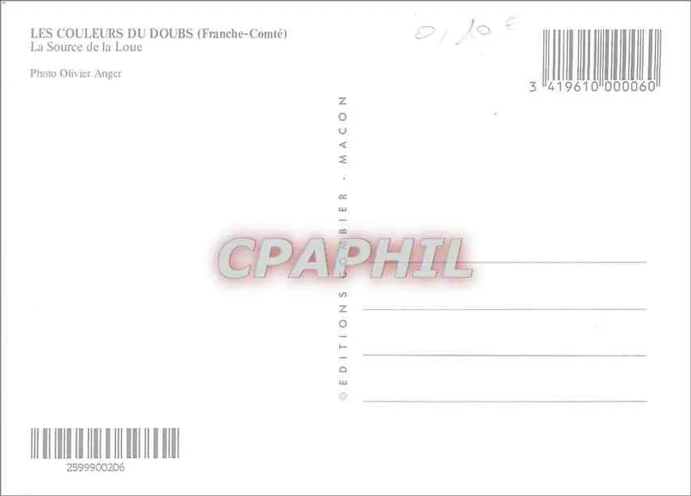 Fonte da Loue — Franche-Comté — Edições Gambier - Verso