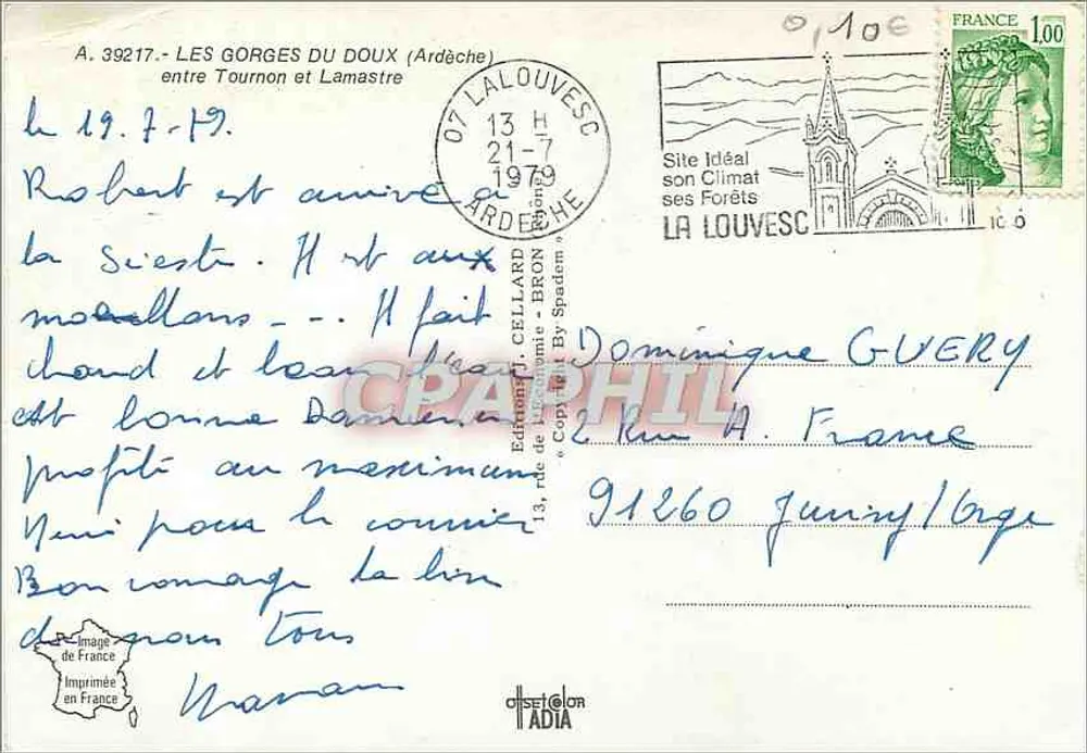 Die Gorges du Doux — zwischen Tournon und Lamastre — Éditeur L. Cellard - Rückseite