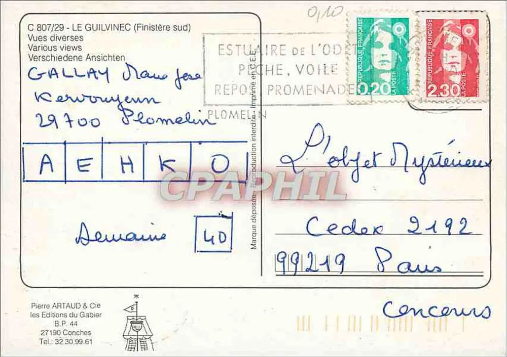 Guilvinec — Bretagne — Pierre Artaud & Cie, n° 807/29 - Achterkant