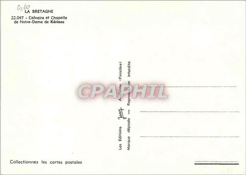 Kapelle Notre-Dame de Kérinec — Calvarienberg — Verlag Jean, Nr. 22.047 - Rückseite