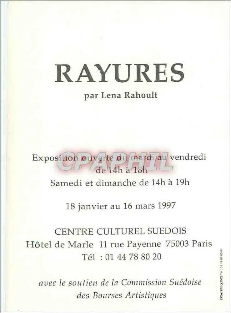 Streifen — Ausstellung von Lena Rahoult — Schwedisches Kulturzentrum, Paris - Rückseite