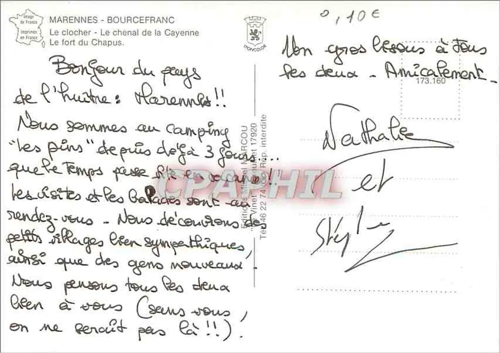 Marennes - Bourcefranc — Ansicht des Turms, des Kanals der Cayenne und des Forts Chapus — Verleger nicht sichtbar - Rückseite