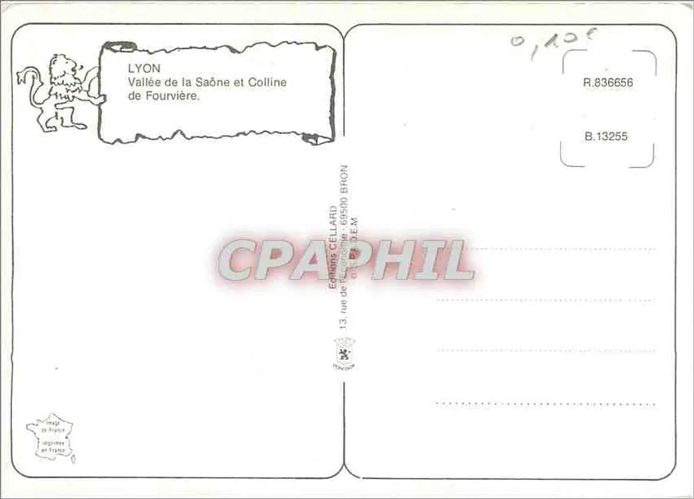 Lione — Valle della Saône e Collina di Fourvière — Edizione Cellard - Verso