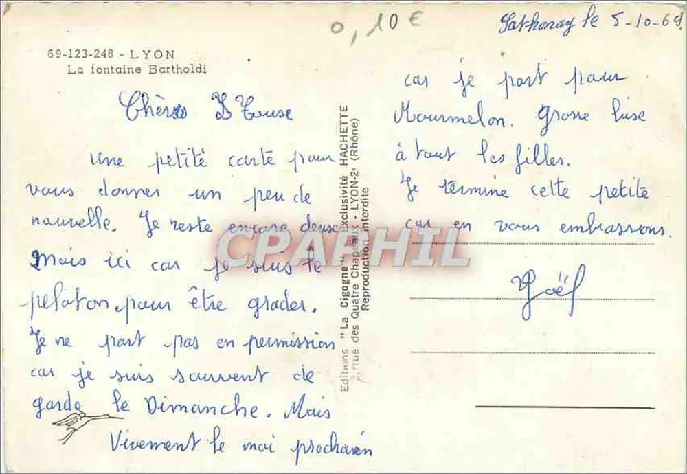 Fonte Bartholdi — Lyon — Edições Hachette - Verso