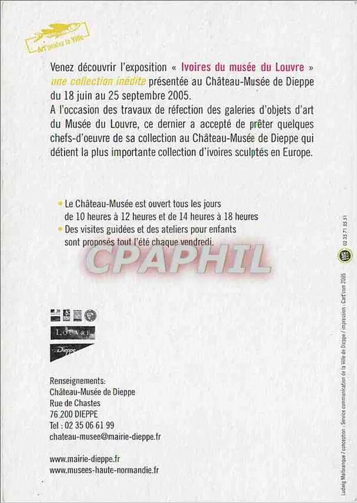 Ivoren des Louvre-Museums — Ausstellung im Château-Musée de Dieppe — 18. Juni–25. September 2005 - Rückseite