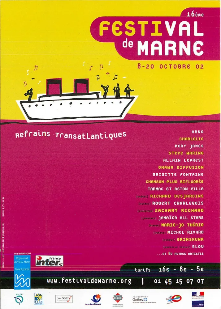 Festival Marne — 16. edycja — 8-20 października 2002 — wydawca France Inter - Awers