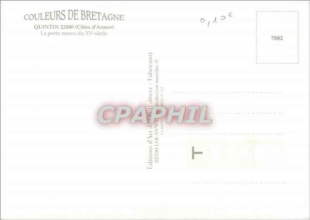 Quintin — A porta nova do século XVII — Éditions d'Art Loïanne - Verso