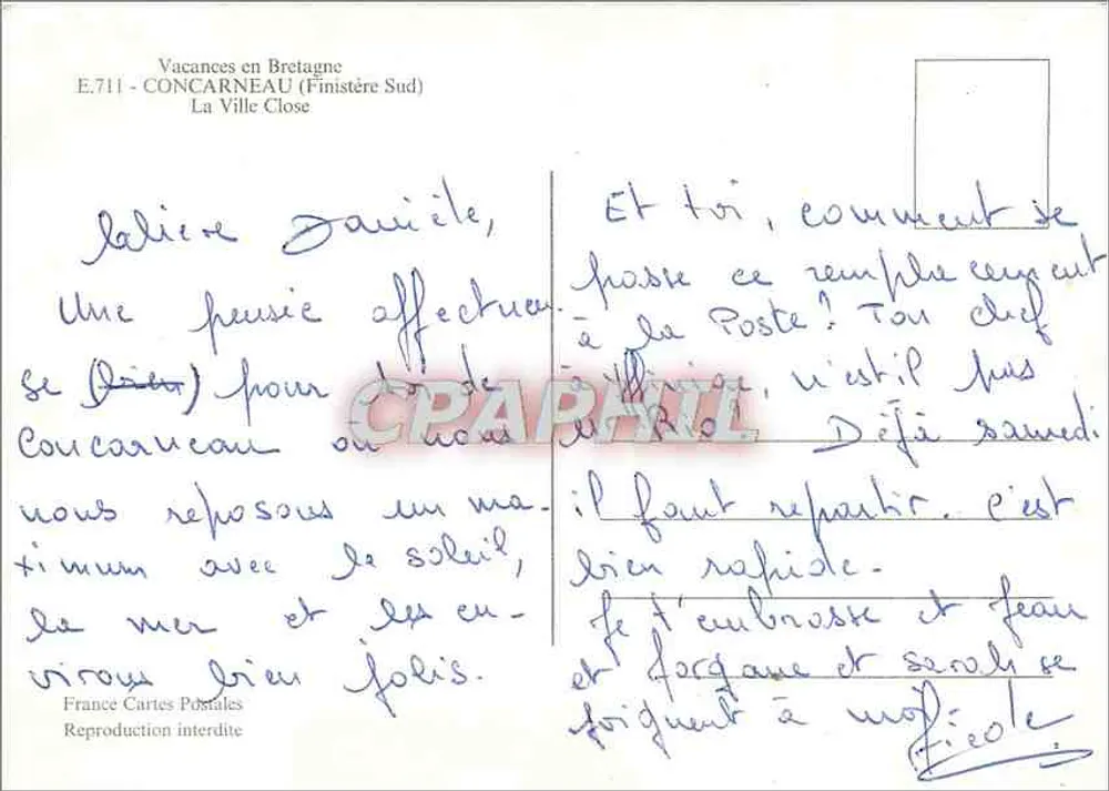 Concarneau — La Ville Close — France Cartes Postales - Achterkant