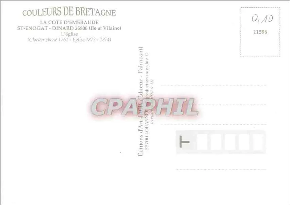 Saint-Enogat — Kirche und Turm — Éditions d'Art J. Lounane - Rückseite