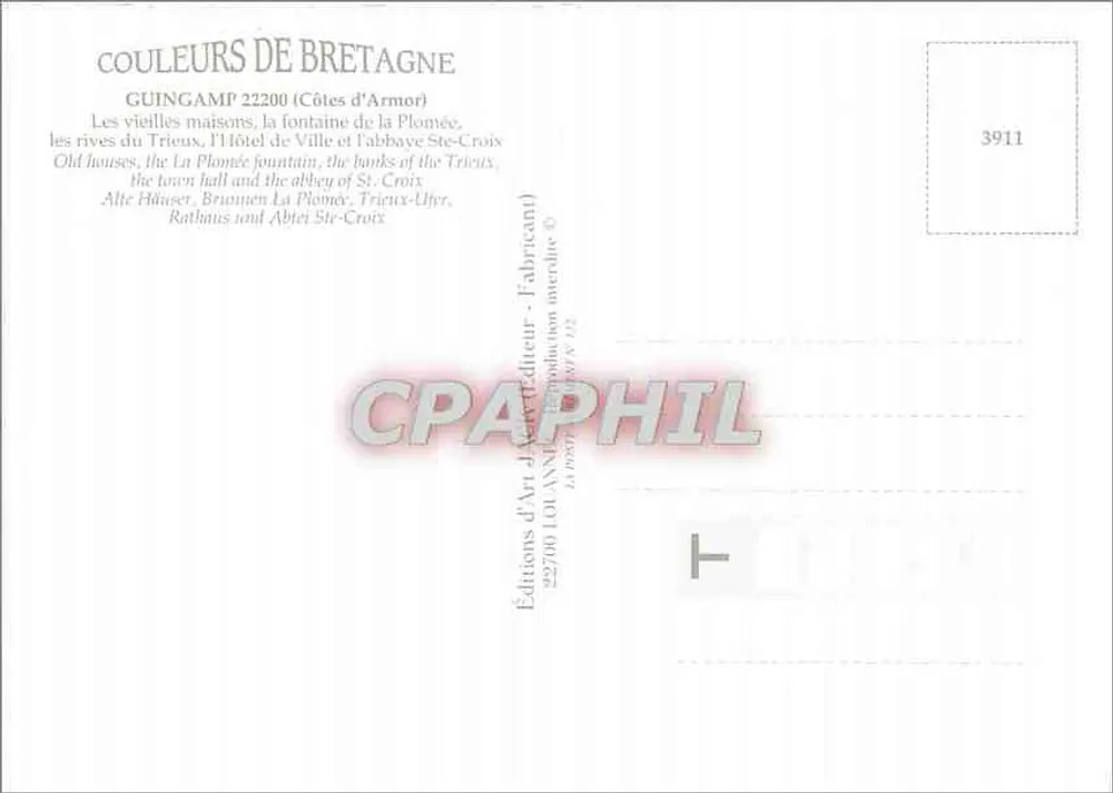 Guingamp — Côte d'Armor — Éditions d'Art d'Armorique - Rückseite