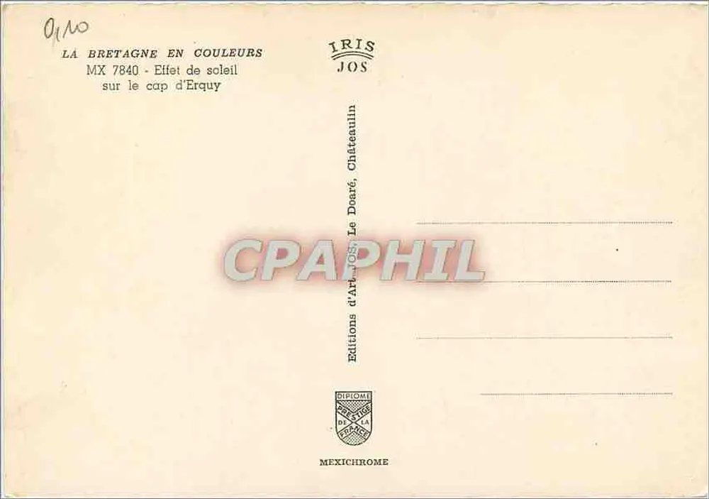 Cap d'Erquy — Sonnenlichteffekt — Editions d'Art JOS - Rückseite