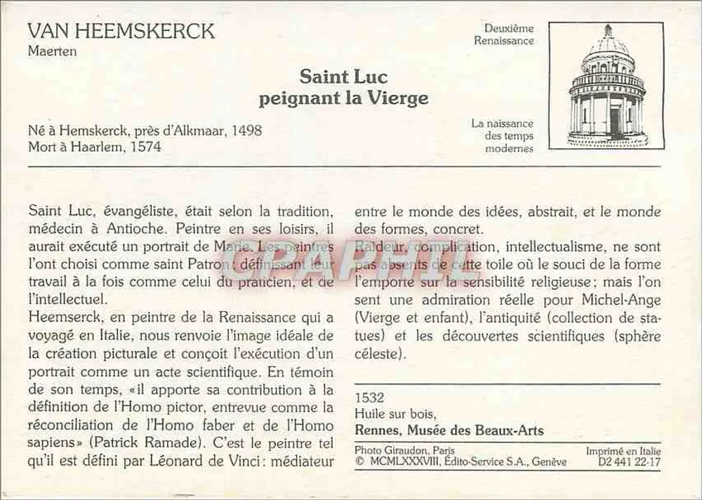São Luís pintando a Virgem — Segunda Renascença — Foto Giraudon, Paris - Verso