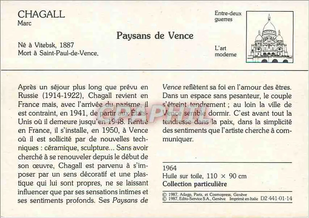 Camponeses de Vence — Marc Chagall — Editor: Adagp, Paris, e Cosmopress, Genebra - Verso