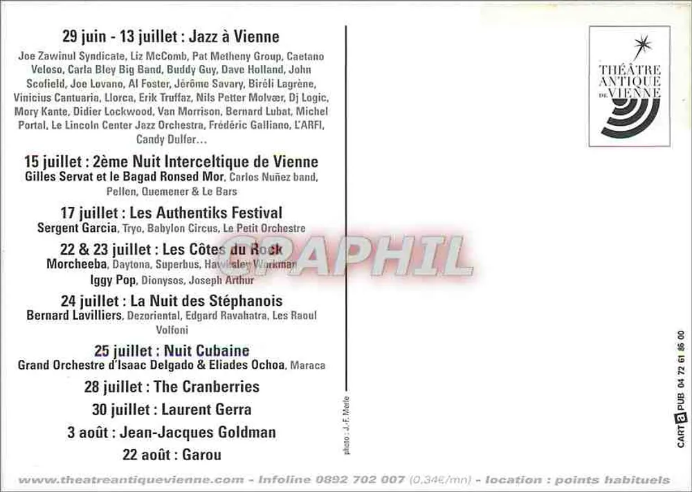 Teatro Antiguo de Viena - verano 2002 — editor : Teatro Antiguo de Viena, n° serie 007 - Reverso