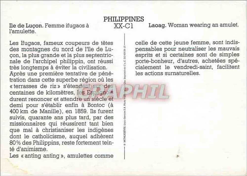 Ifugaos-Frau in Laoag — Philippinen — Serie XX-C1 - Rückseite