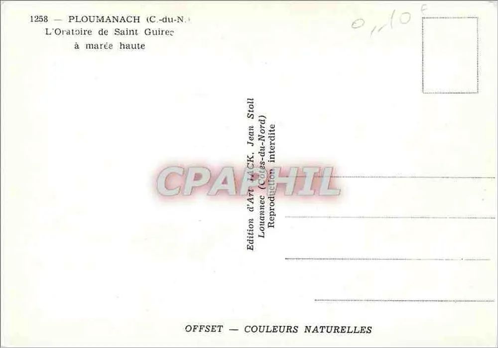 L'oratoire de Saint Guirec à marée haute — PLOUMANACH (Côtes-du-Nord) — Édition d'Art Jean Stoll - Verso