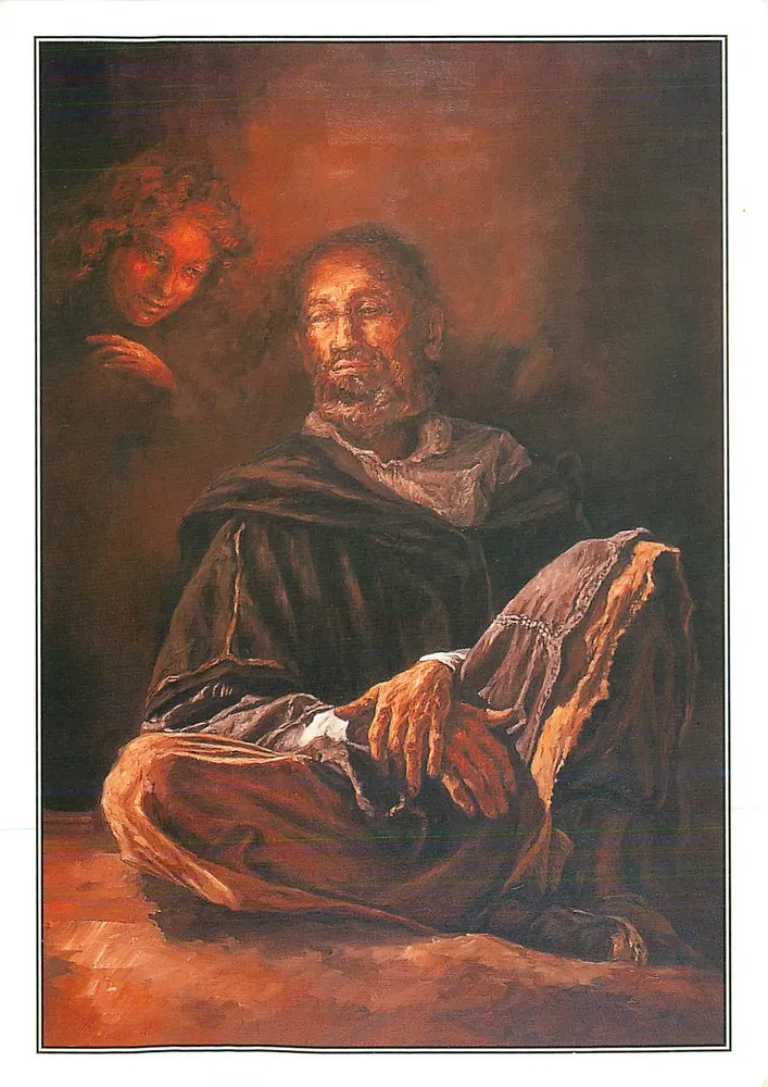 O Sonho de José — pintura a óleo — Catherine CHAULOUX, Ateliers Saint Bernard, Expo Abbaye Blanche 1999 - Frente
