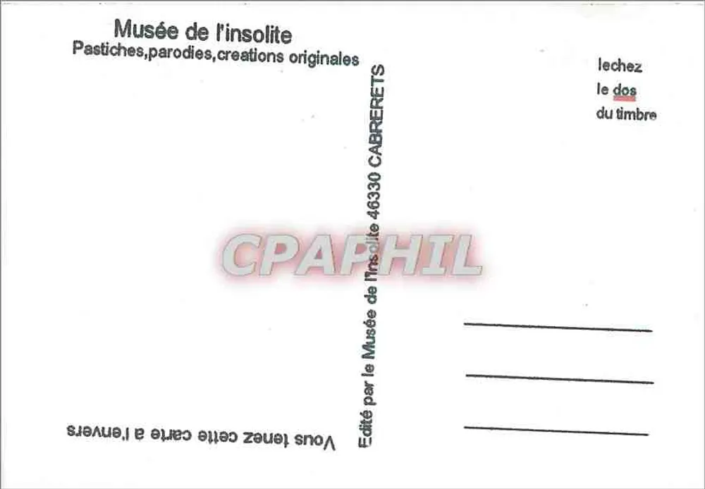 Publicidade para Peaudouce — grattoir réutilisable — editado pelo Musée de l'insolite - Verso