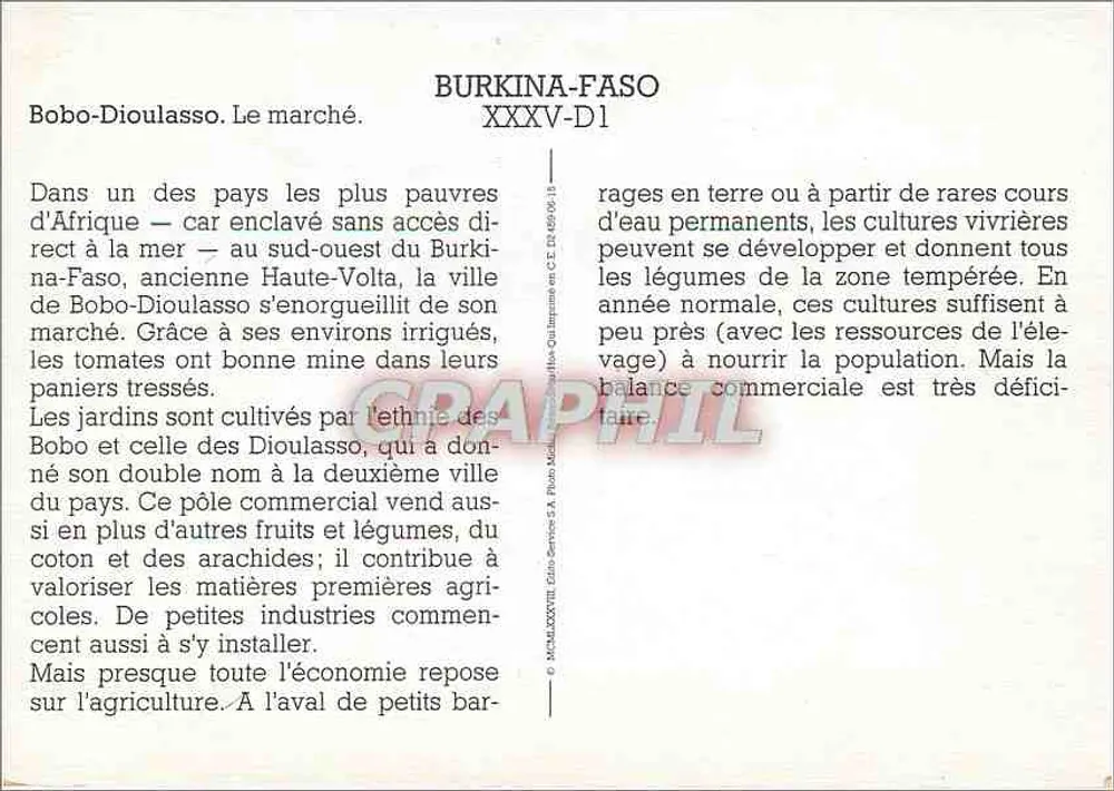 Bobo-Dioulasso — Tomatenmarkt — XXXV-D1 - Rückseite