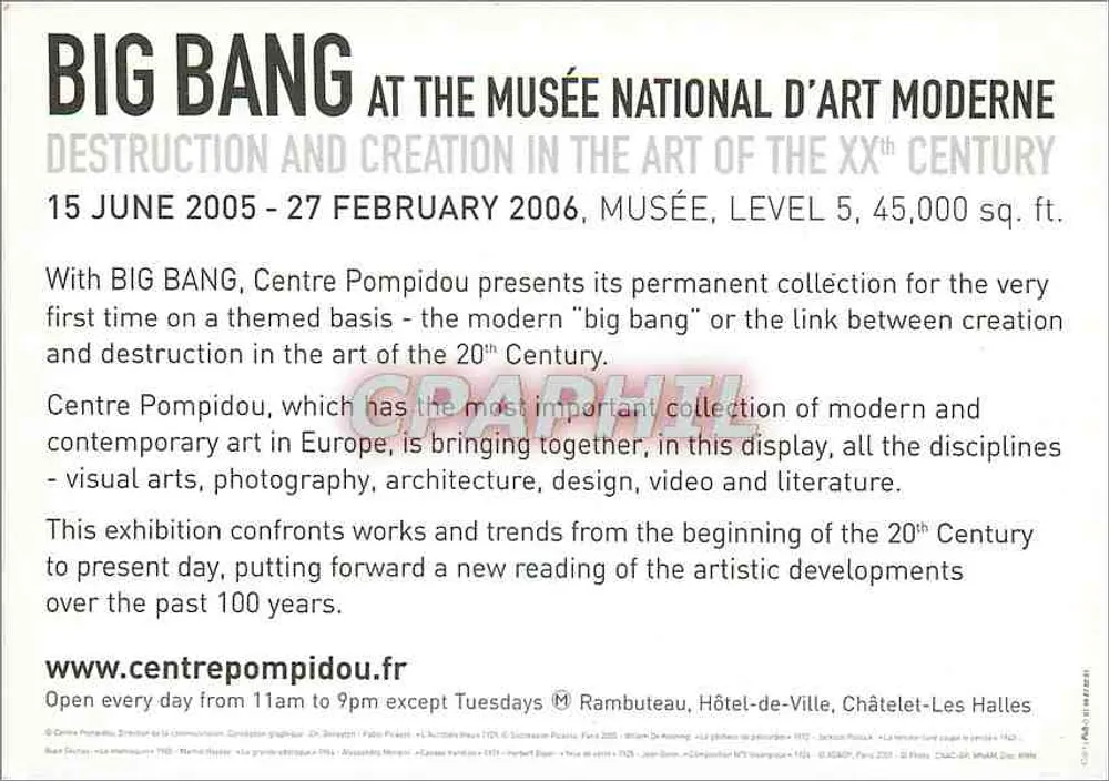 Big Bang — Zerstörung und Schöpfung in der Kunst des 20. Jahrhunderts — Centre Pompidou - Rückseite