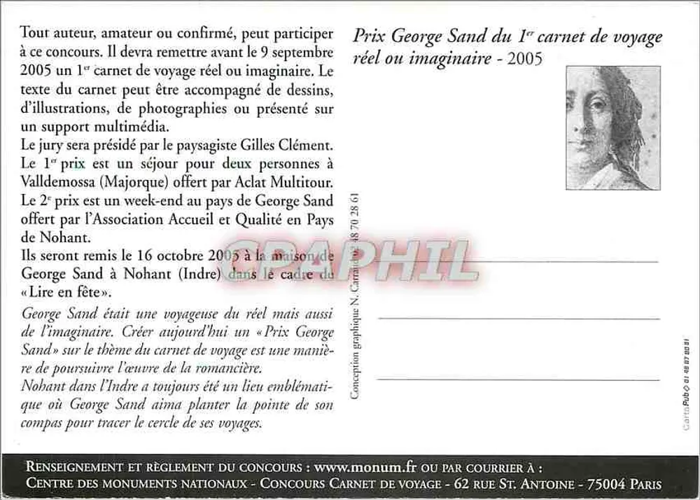 George Sand — Premio George Sand del primer álbum de viaje 2005 — monum, Región Centro - Reverso