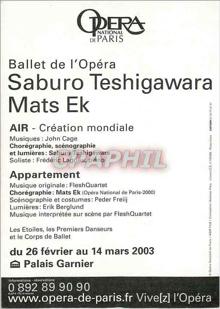 Ballet des Opern — Saburo Teshigawara & Mats Ek — Nationaloper Paris - Rückseite