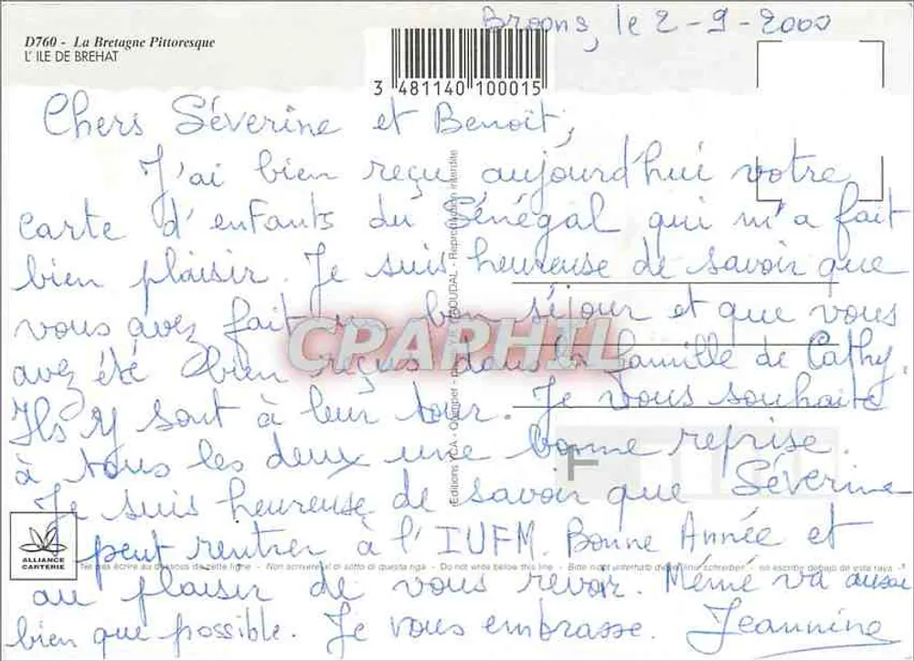 A Bretanha pitoresca — A Ilha de Brehat — Edições Alliance Cartérie - Verso