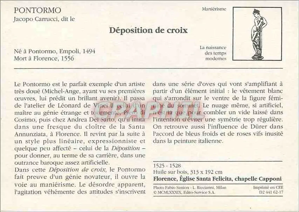 Deposição da cruz — Jacopo Carrucci chamado Pontormo — Igreja Santa Felicita, Florença - Verso