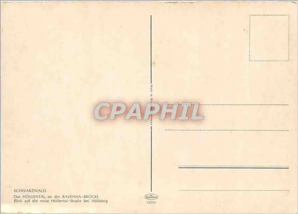 Schwarzwald — Hollental an der Ravenna-Brücke bei Höllsteig — Verlag Kettler, Nr. 72717 - Rückseite