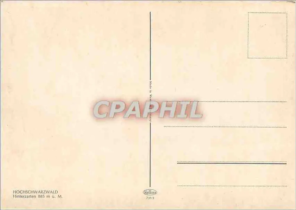 Hinterzarten — Hochschwarzwald — editor Kordes, n° 731/3 - Verso