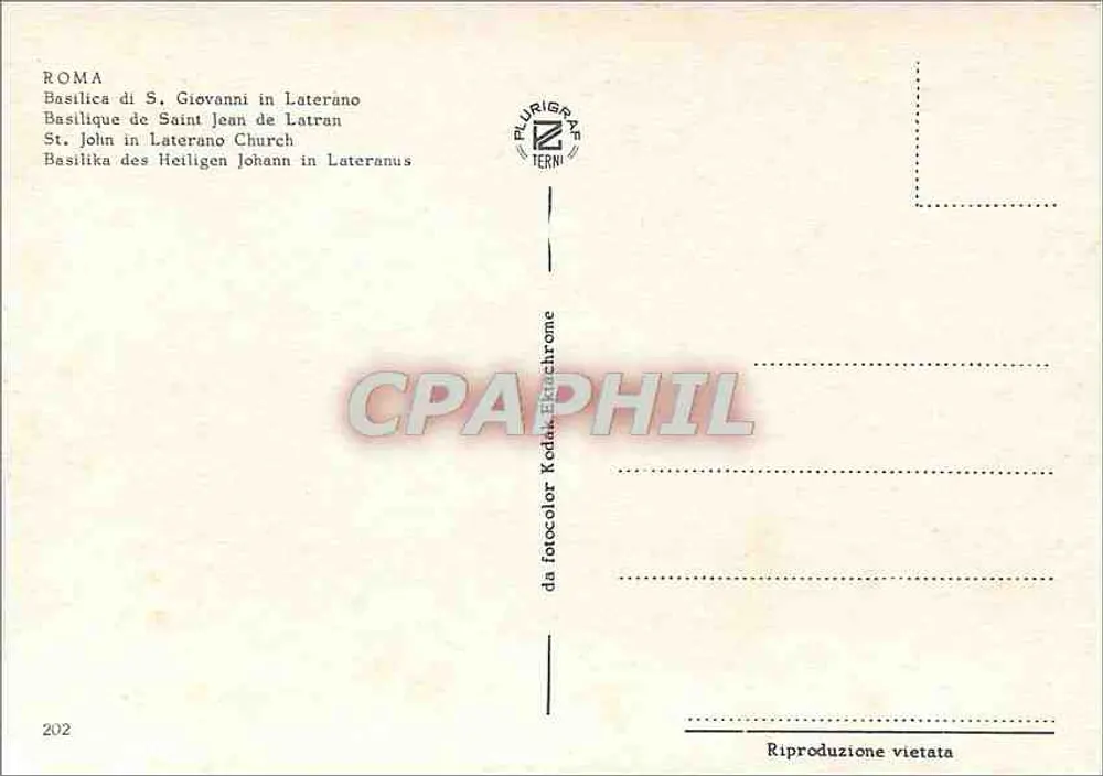 Basílica de São João de Latrão — Roma — edição Plurigrafe Terni - Verso