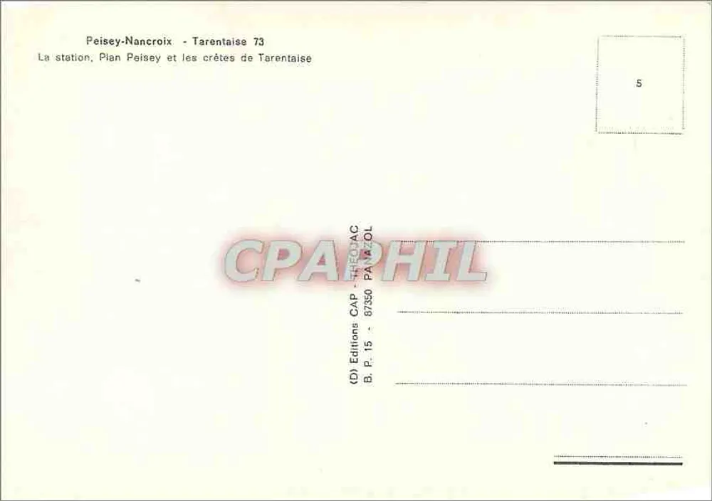Peisey-Nancroix - Tarentaise 73 — Die Station, Plan Peisey und die Gipfel der Tarentaise — Éditions CAP - Théodac - Rückseite