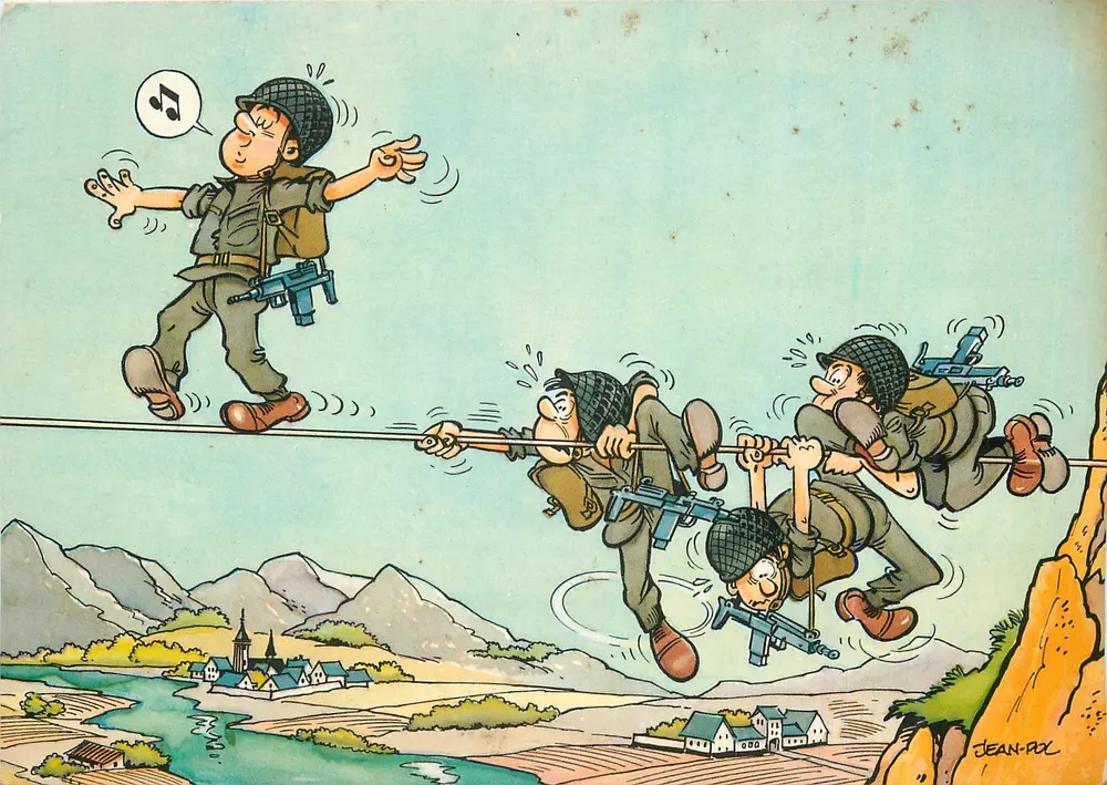 Soldados em ação — desenho de Jean-Pol — n°22.010/55 - Frente