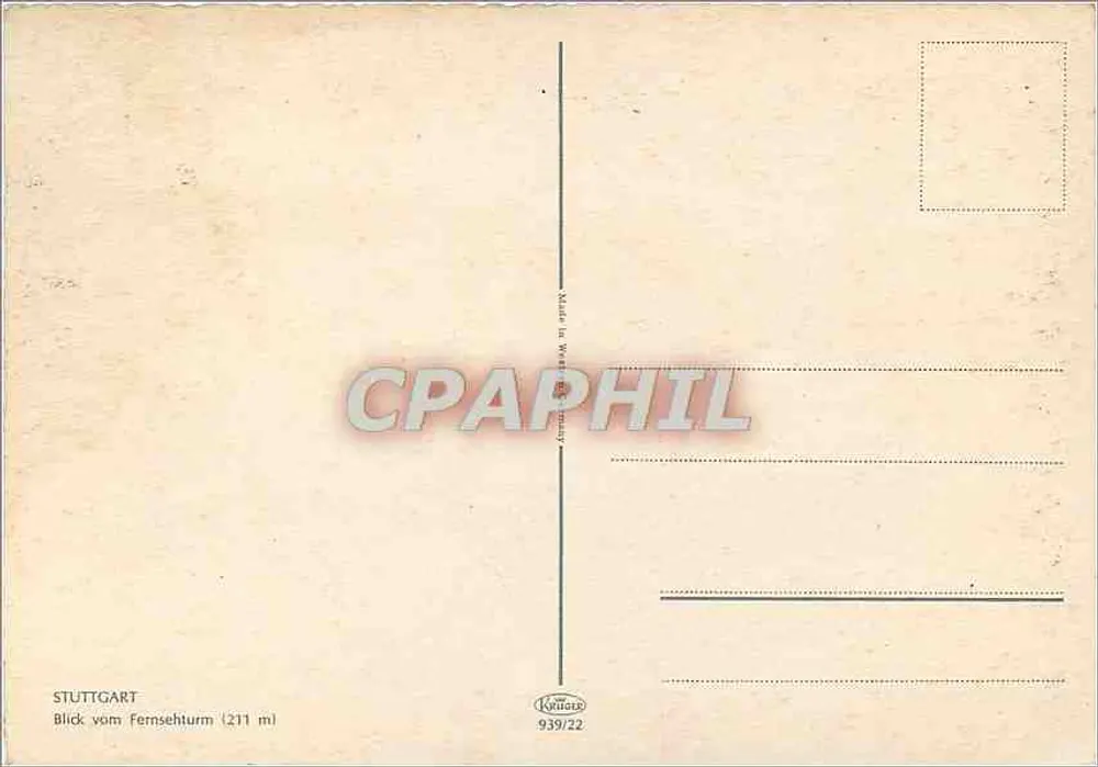 स्टूटगार्ट — टेलीफेरिक से देखा गया (211 मीटर) — केलाउ, संख्या 939/22 - पीछे