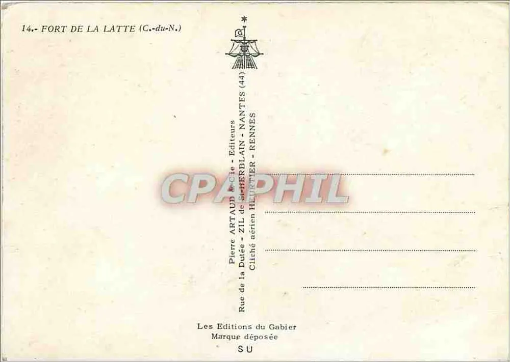 Fort de La Latte (Côte-d'Armor) — vista aérea — Pierre Artaud & Cie, Nantes - Rennes - Verso