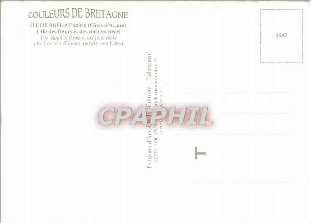 Die Insel Bréhat — Panoramablick und Blüten-Details — Art Jack Editions, Nr. 22870 - Rückseite