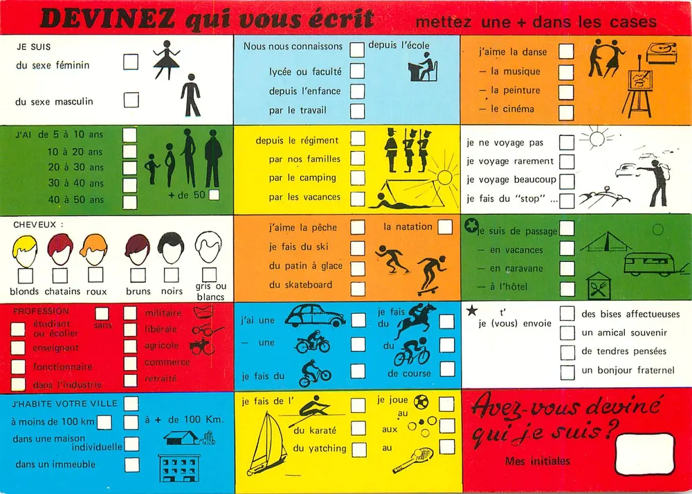 Errate, wer dir schreibt — Ratespiel — Druckerei Barbier Lyon - Vorderseite