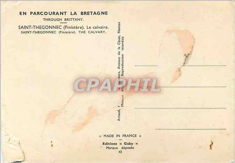 Saint-Thégonnec — Calvaire de la Close — Éditions Gaby - Verso