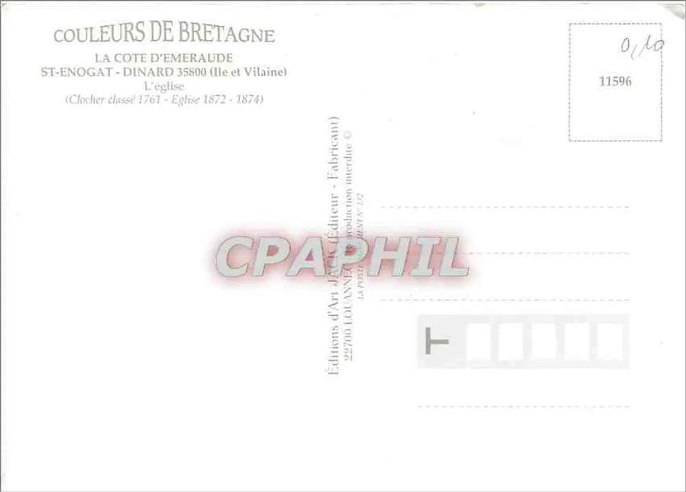 Saint-Enogat — Kirche und Turm — Éditions d'Art d'Anner - Rückseite