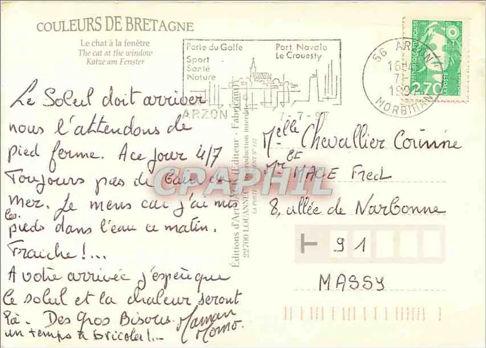Gato branco na janela — Bretagne — Éditions d'Armanet - Verso