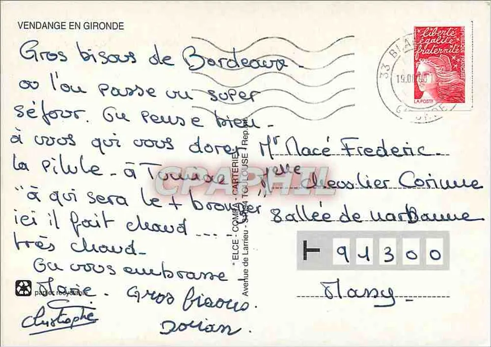Vendange in Bordelais — Uitgever : Julien Méder, serie-nummer niet zichtbaar - Achterkant