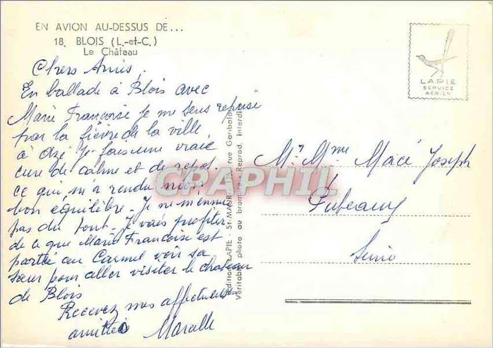Blois — O Castelo — Lapie Service Agencie - Verso