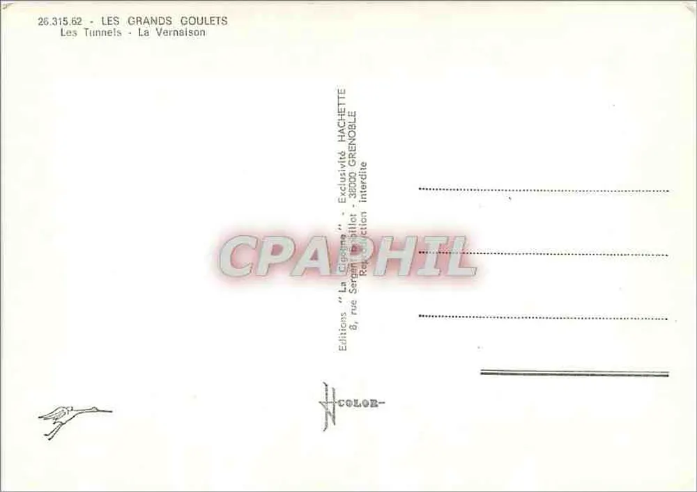 Les Grands Goulets — Os Túneis - A Vernaison — Edições 'La Crèche' Hachette, Grenoble - Verso